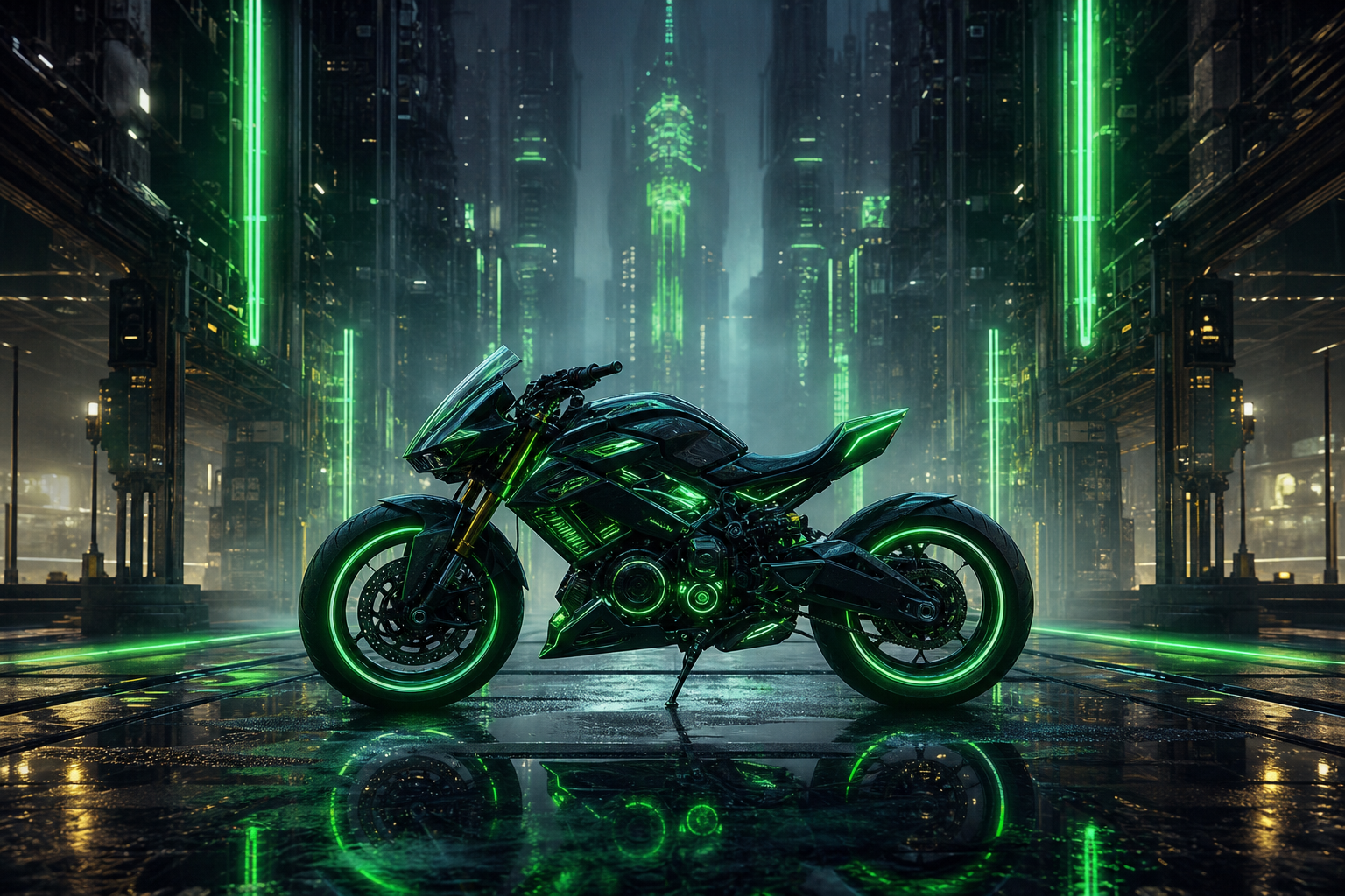 Neon Motorcycle In Cyberpunk City Cyberpunk Wallpaper  7 4K