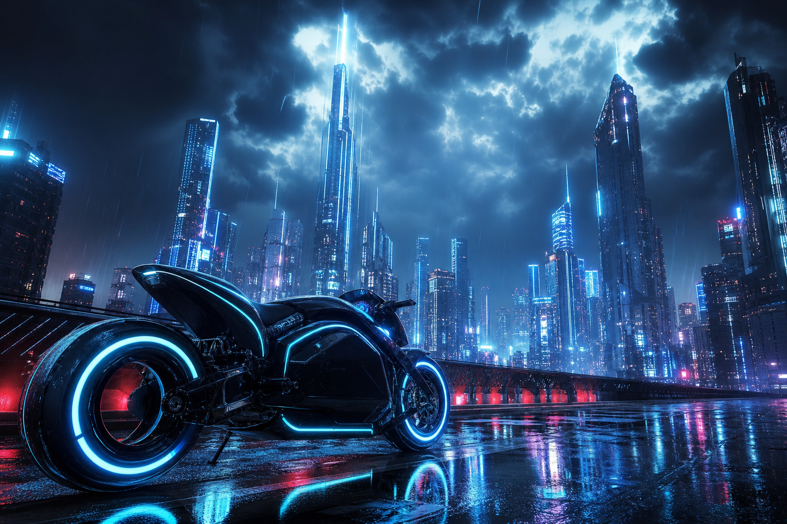 Neon Motorcycle In Cyberpunk City Cyberpunk Wallpaper  7 4K