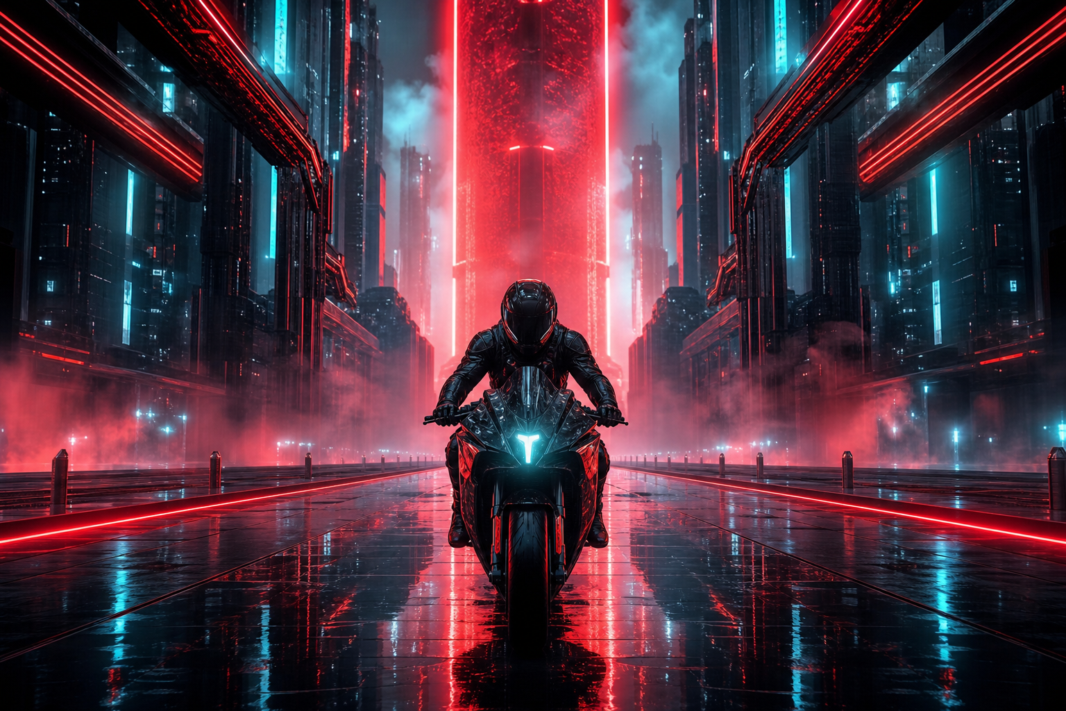 Neon Motorcycle In Cyberpunk City Cyberpunk Wallpaper  7 4K