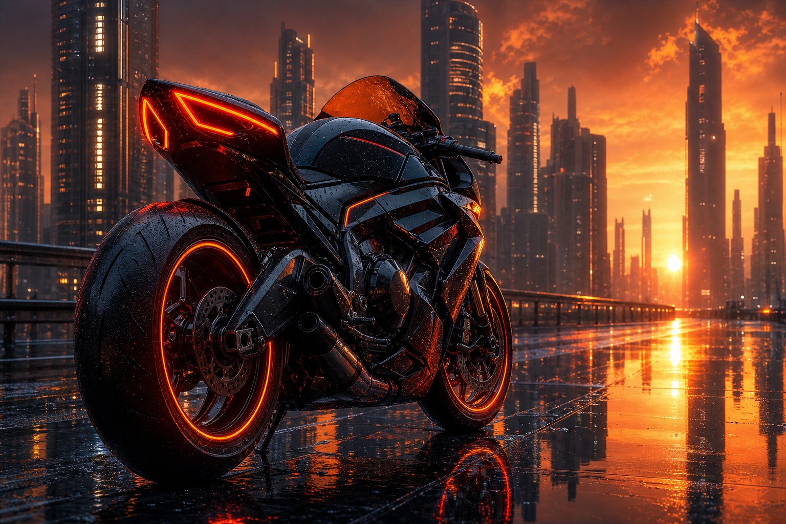 Neon Motorcycle In Cyberpunk City Motorcycles Wallpaper  7 4K