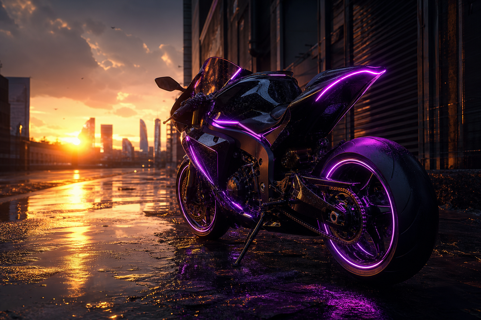 Neon Motorcycle In Cyberpunk City Motorcycles Wallpaper  7 4K