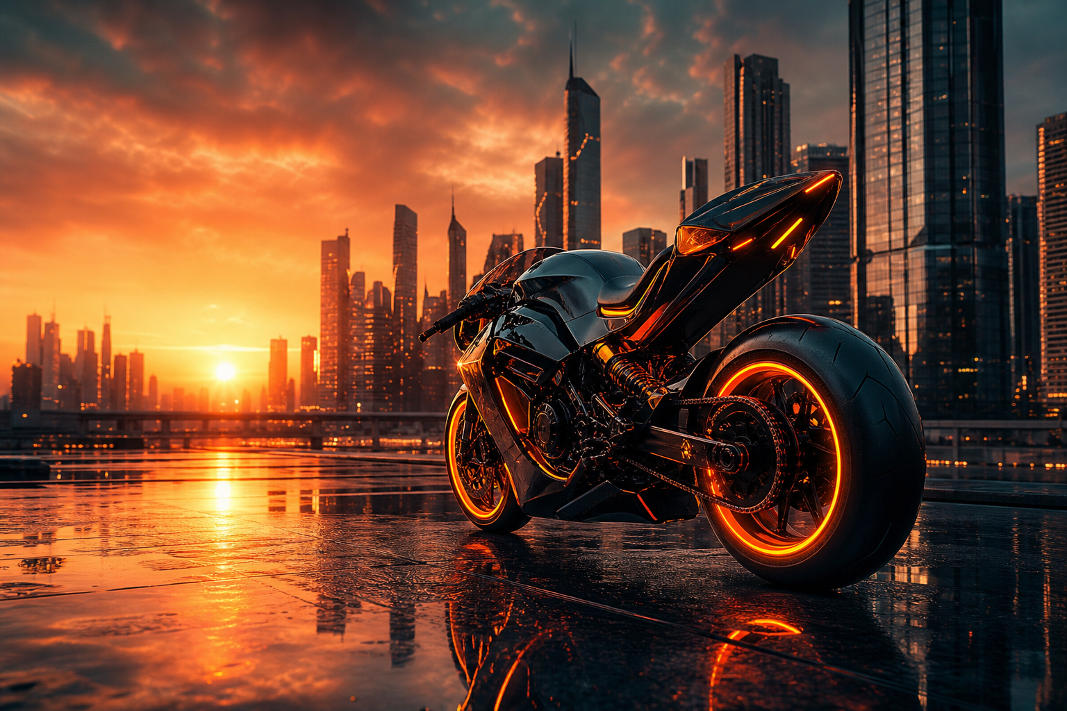 Neon Motorcycle In Cyberpunk City Motorcycles Wallpaper  7 4K