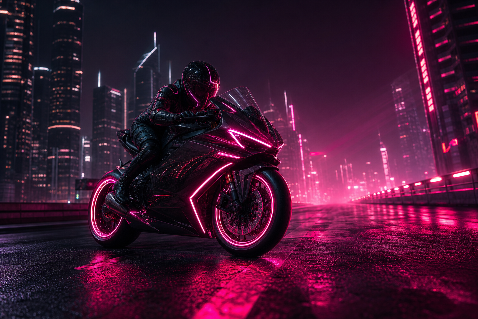 Neon Motorcycle In Cyberpunk City Motorcycles Wallpaper  7 4K