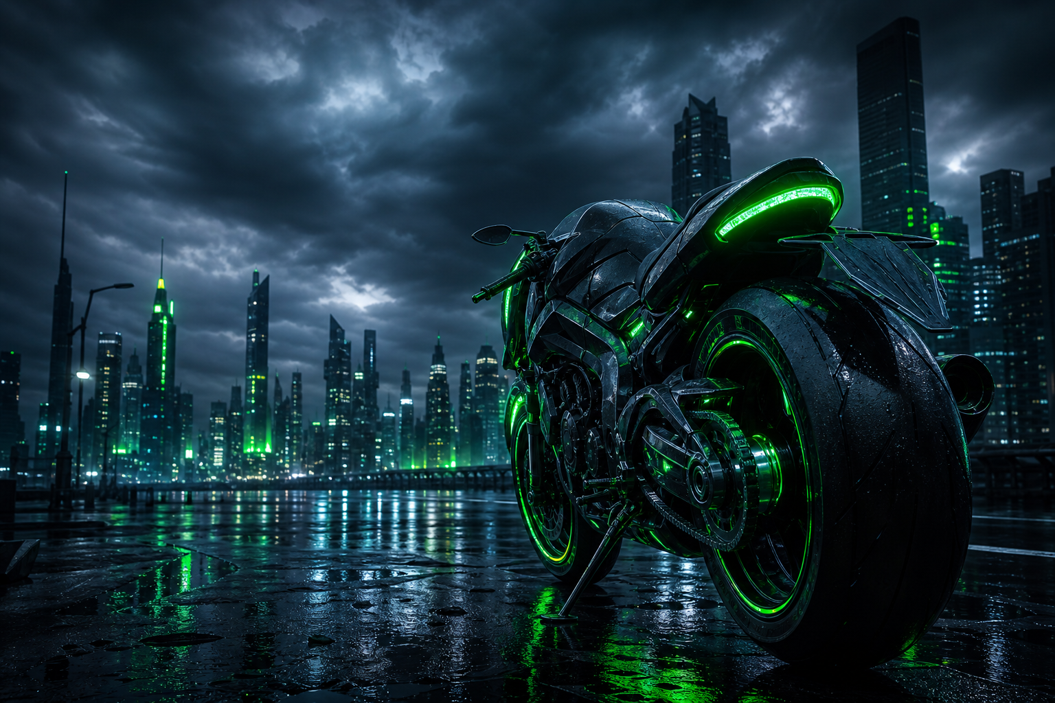 Neon Motorcycle In Cyberpunk City Motorcycles Wallpaper  7 4K