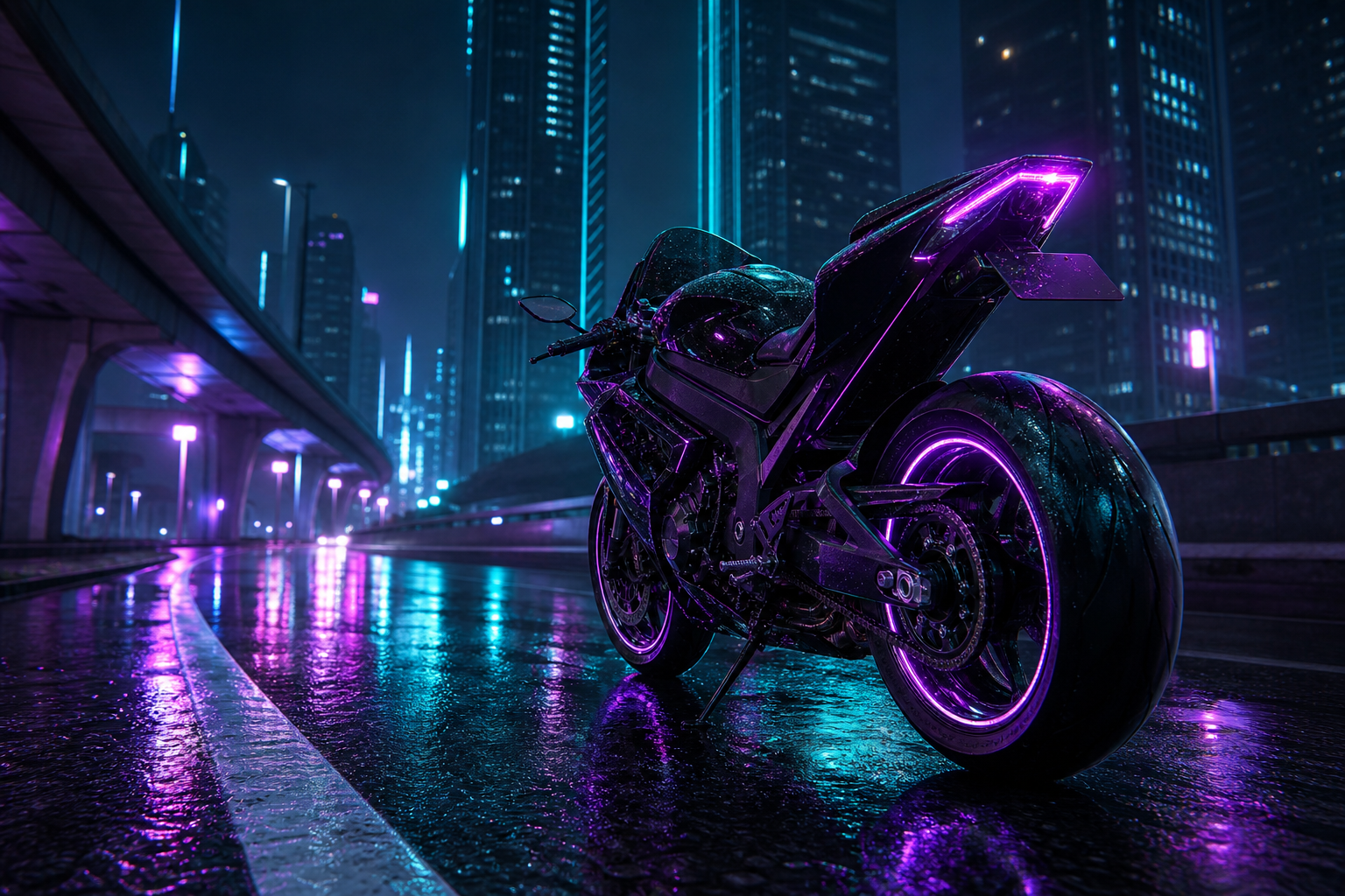Neon Motorcycle In Cyberpunk City Motorcycles Wallpaper  7 4K