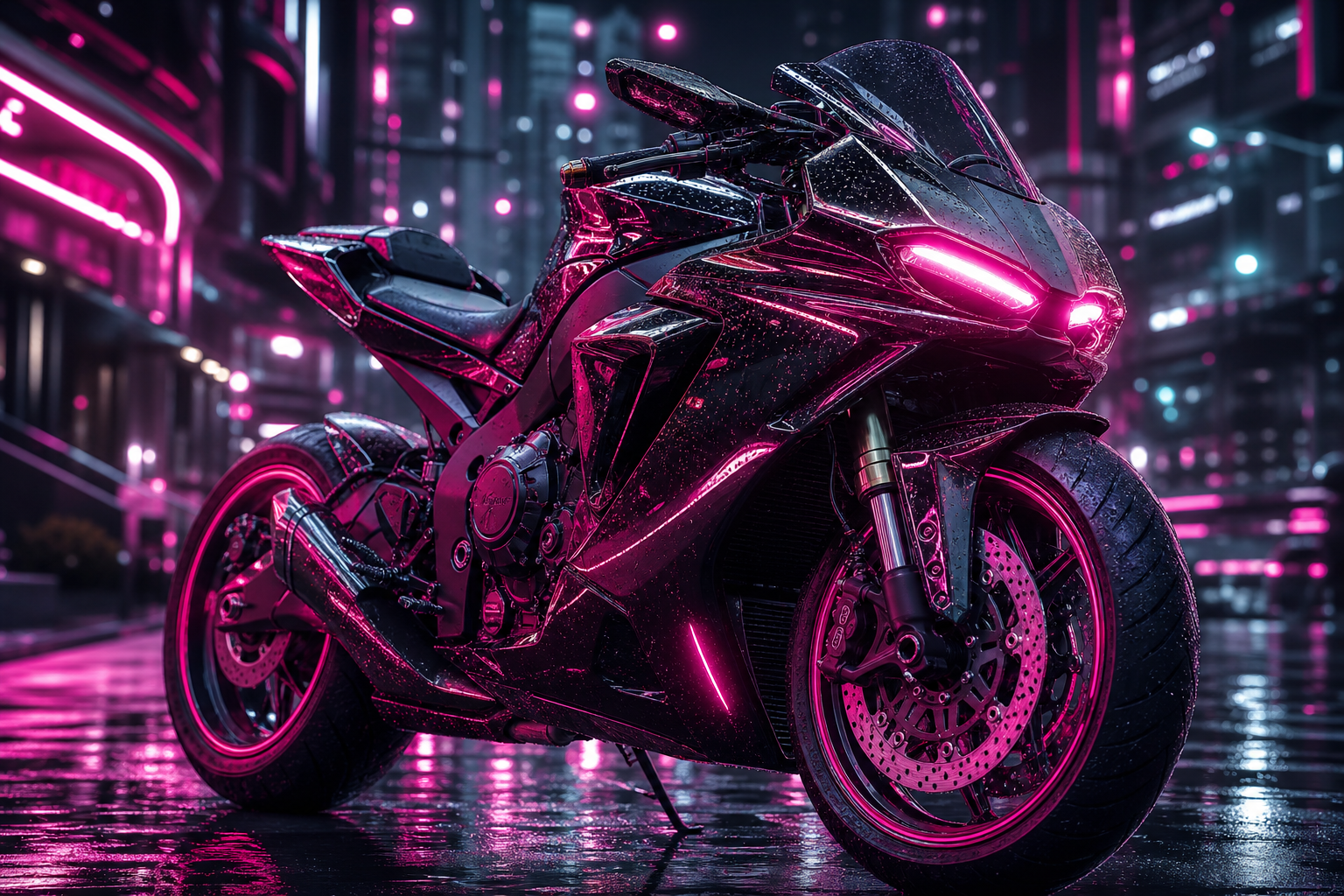 Neon Motorcycle In Cyberpunk City Motorcycles Wallpaper  7 4K