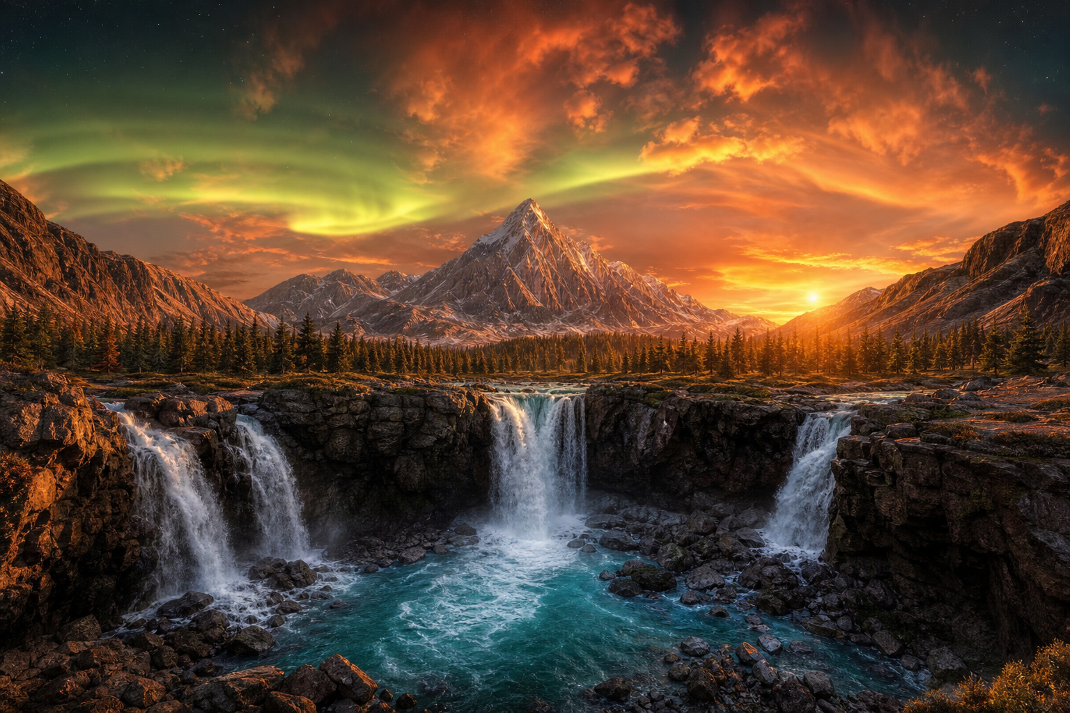 Northern Lights Over Snowy Mountains Nature Wallpaper  4 4K