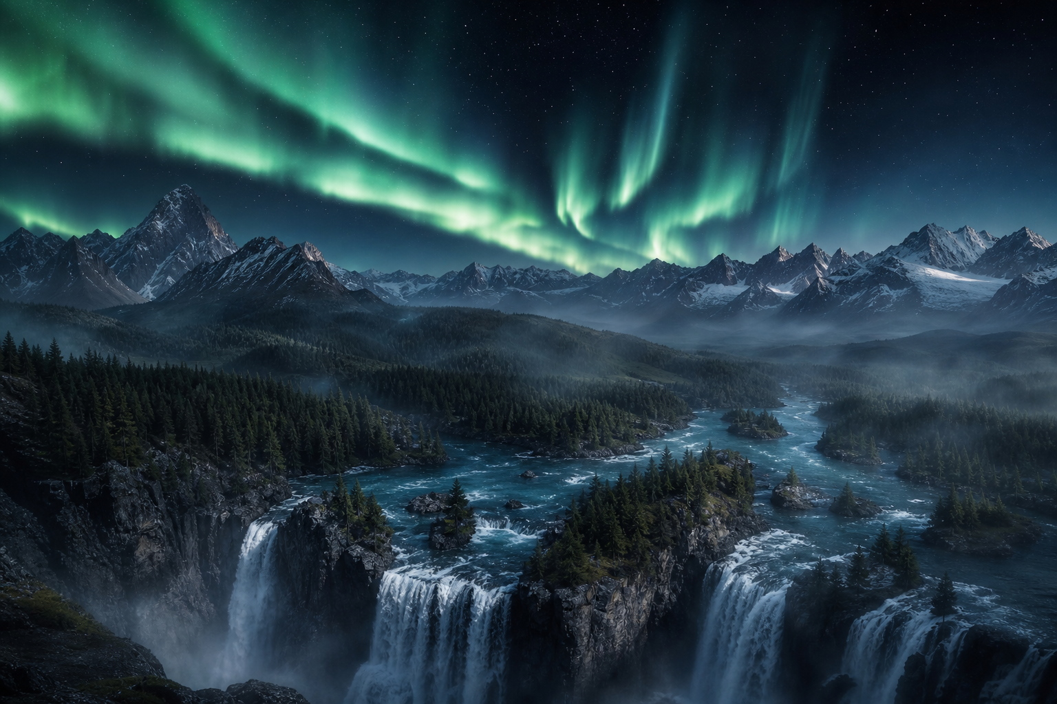 Northern Lights Over Snowy Mountains Nature Wallpaper  4 4K