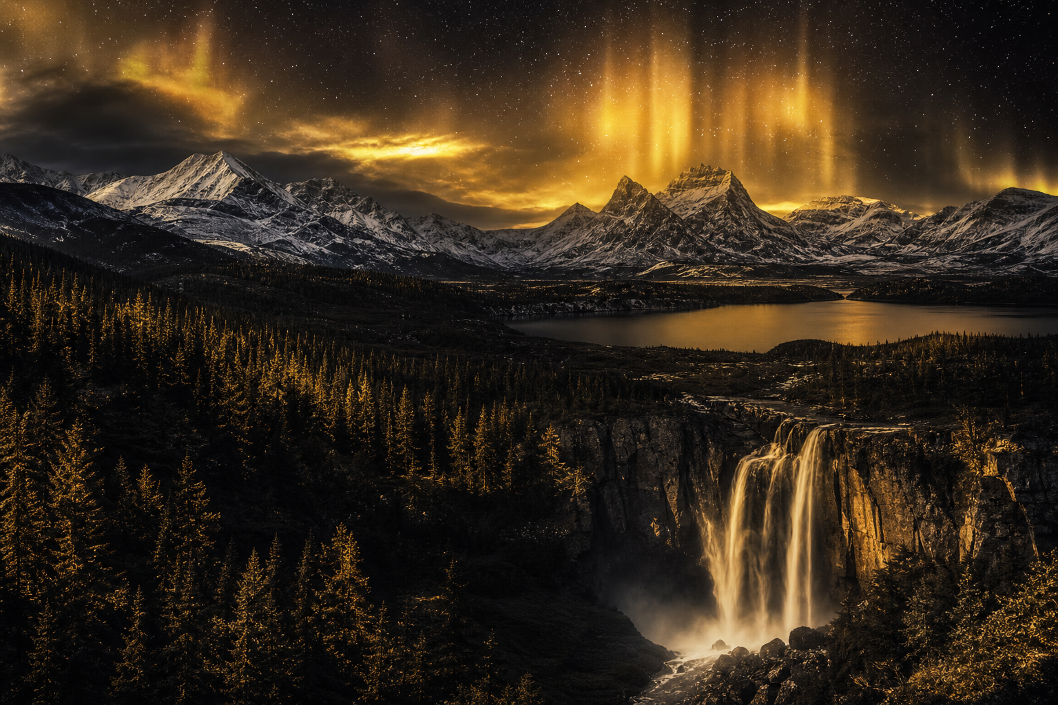 Northern Lights Over Snowy Mountains Nature Wallpaper  4 4K
