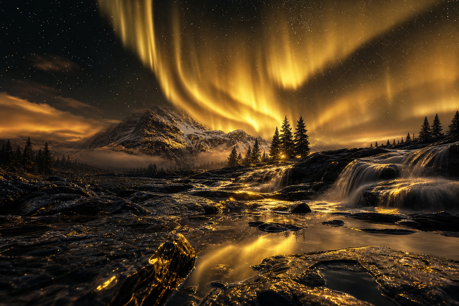 Northern Lights Over Snowy Mountains Nature Wallpaper  4 4K