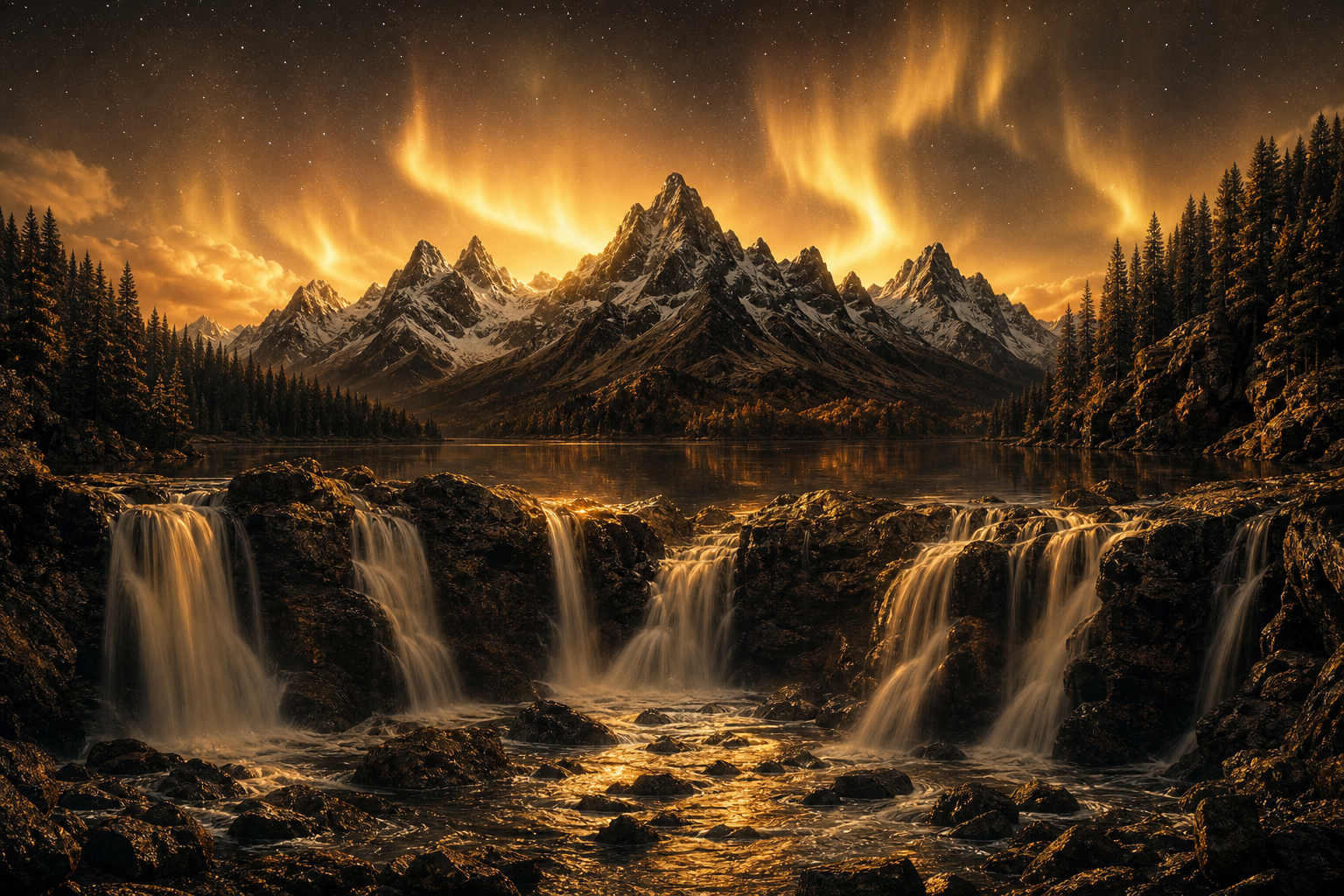 Northern Lights Over Snowy Mountains Nature Wallpaper  4 4K