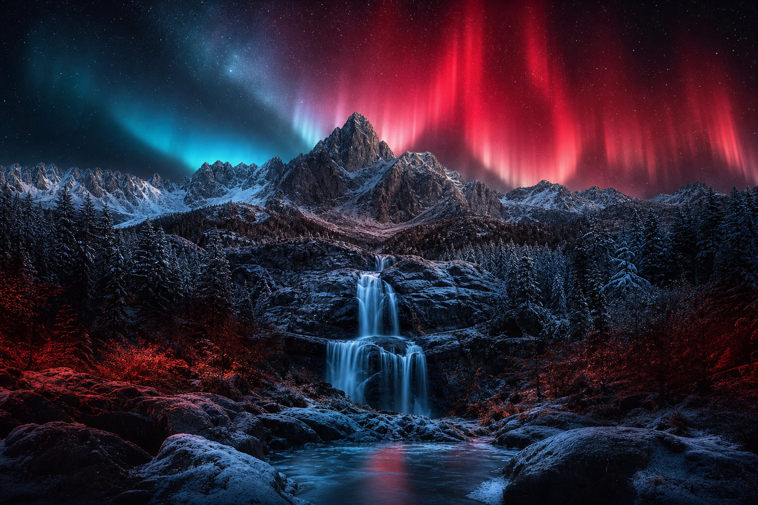 Northern Lights Over Snowy Mountains Nature Wallpaper  4 4K