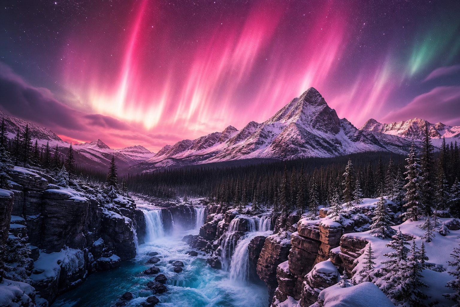 Northern Lights Over Snowy Mountains Nature Wallpaper  4 4K