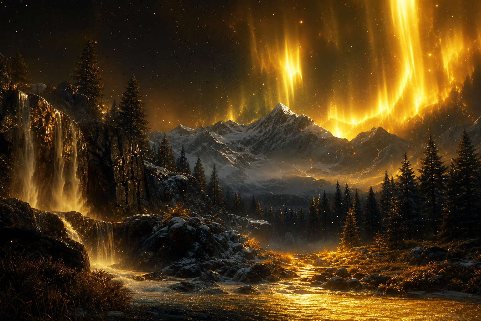 Northern Lights Over Snowy Mountains Nature Wallpaper  4 4K