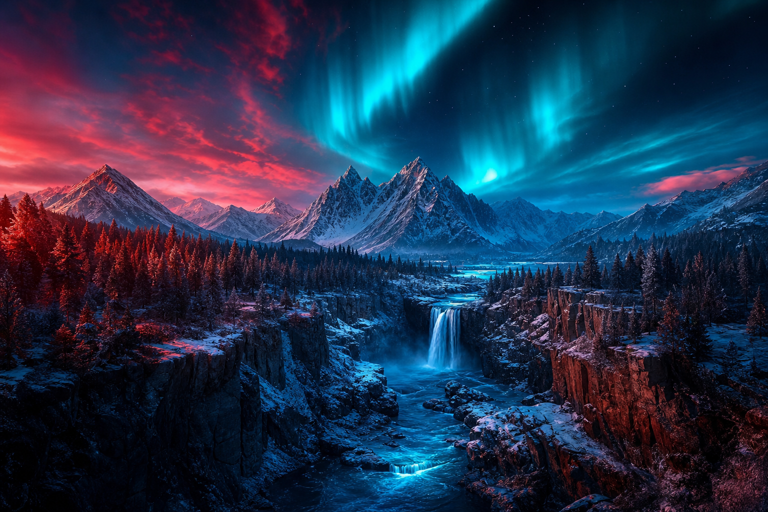 Northern Lights Over Snowy Mountains Nature Wallpaper  4 4K