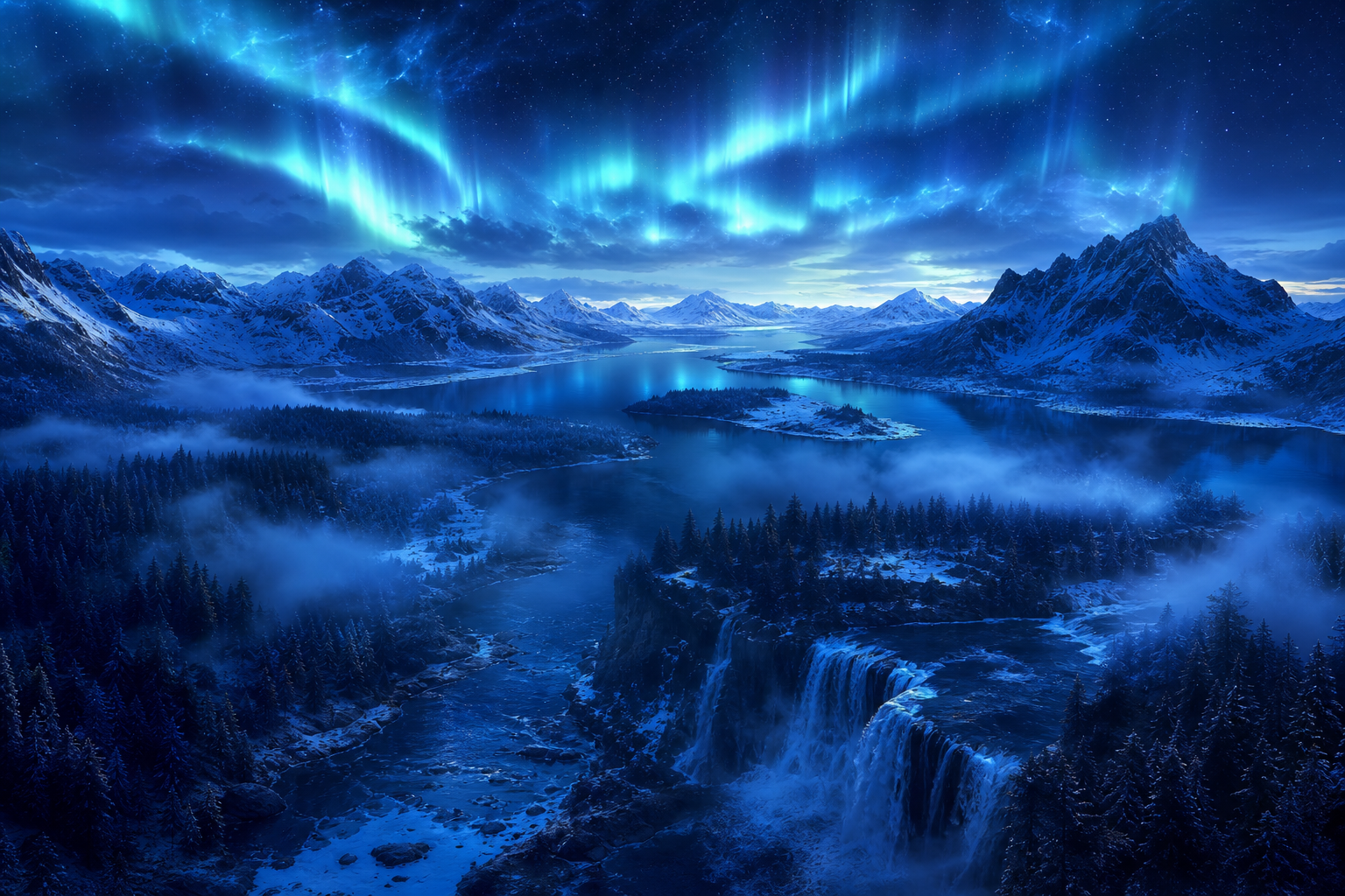 Northern Lights Over Snowy Mountains Nature Wallpaper  4 4K