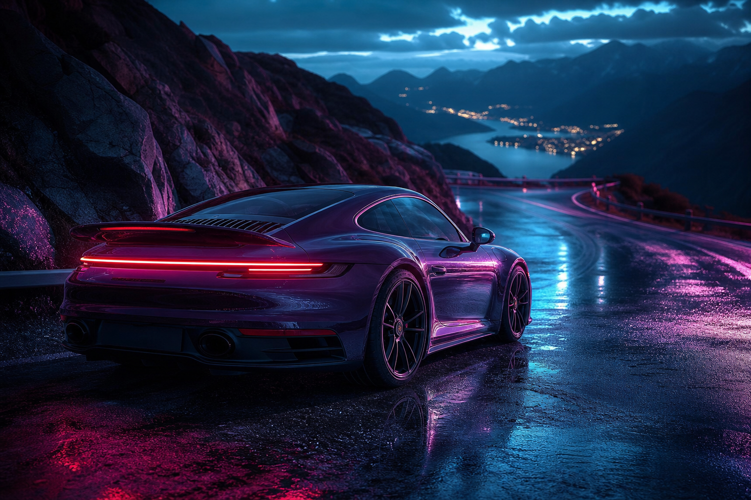 Porsche 911 On Mountain Road Sunset Cars Wallpaper  4 4K