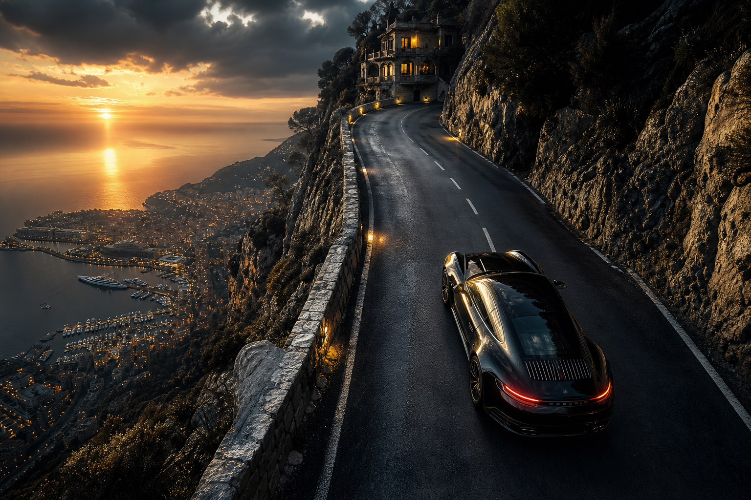 Porsche 911 On Mountain Road Sunset Cars Wallpaper  4 4K