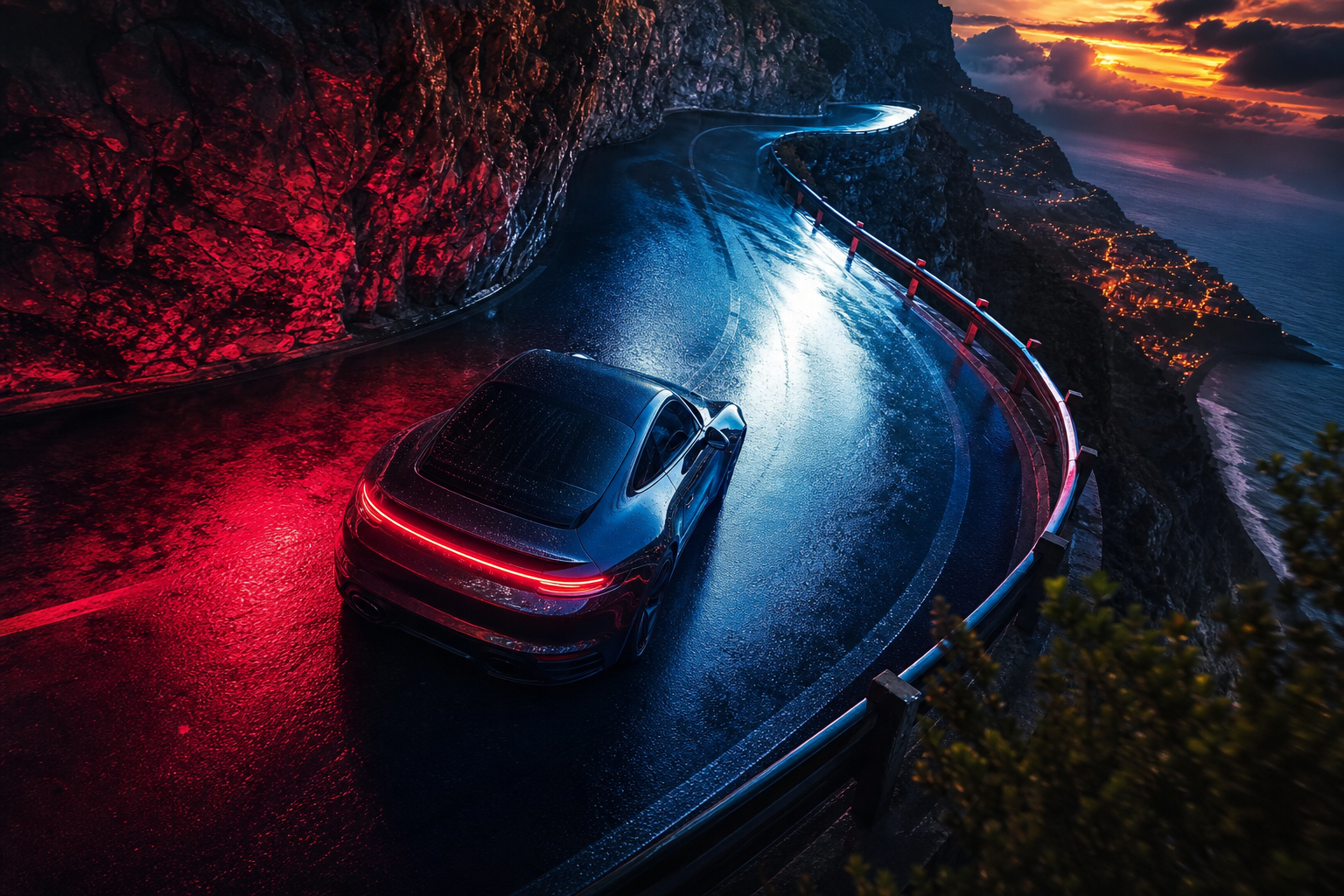 Porsche 911 On Mountain Road Sunset Cars Wallpaper  4 4K