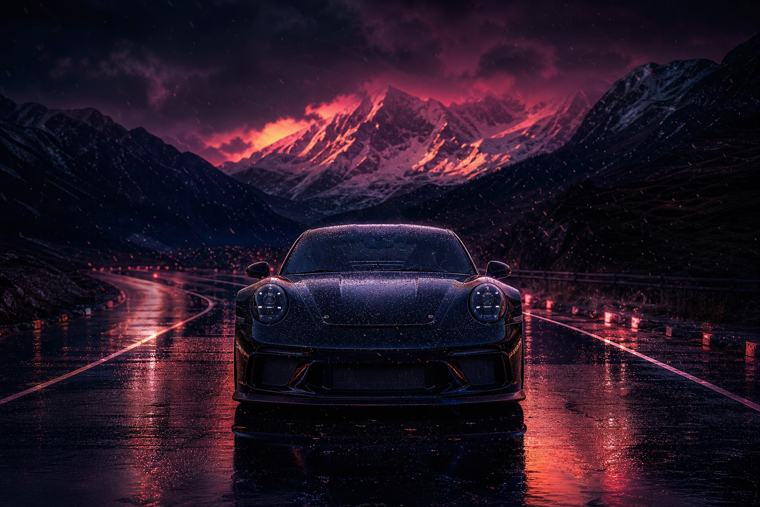 Porsche 911 On Mountain Road Sunset Cars Wallpaper  4 4K