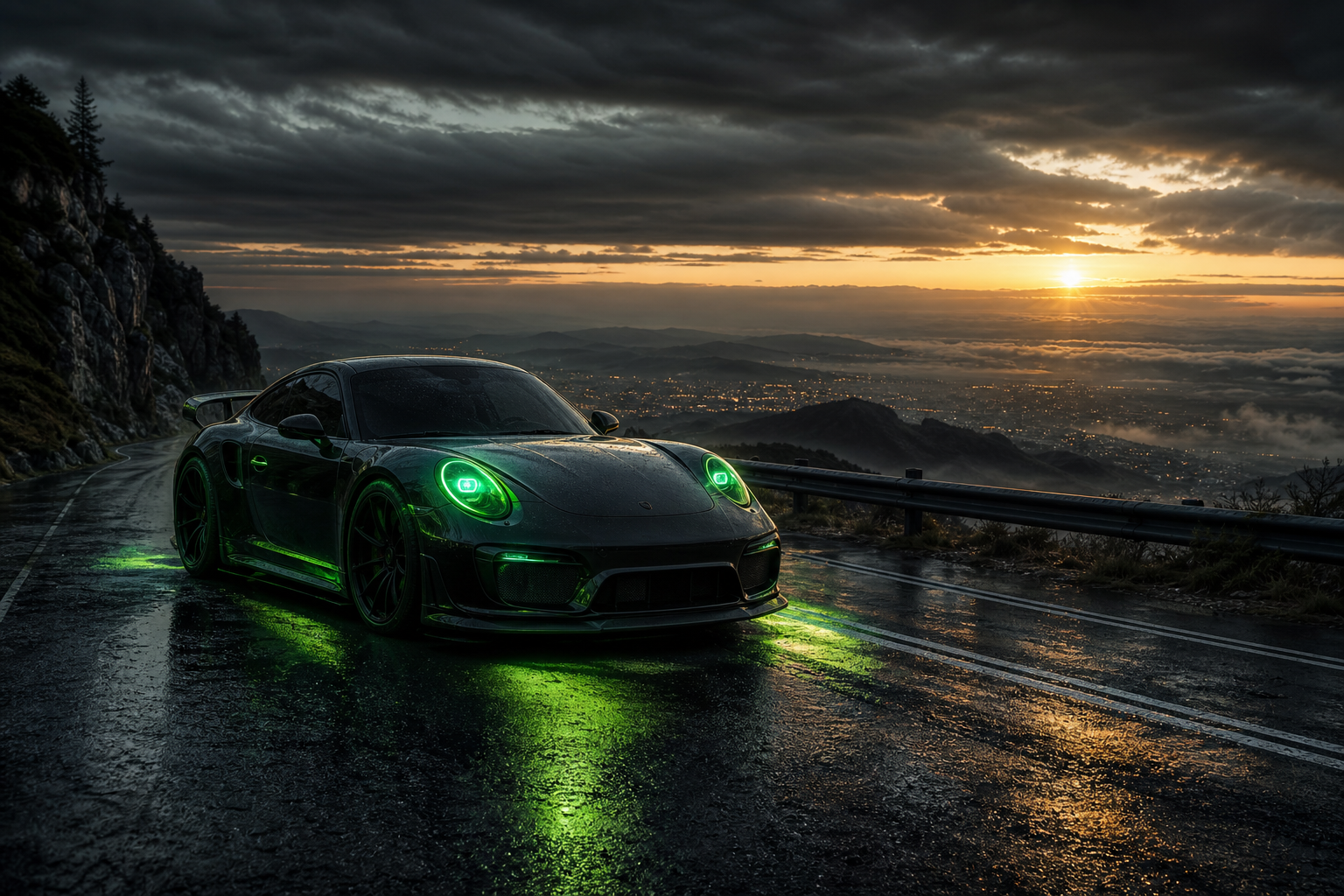 Porsche 911 On Mountain Road Sunset Cars Wallpaper  4 4K