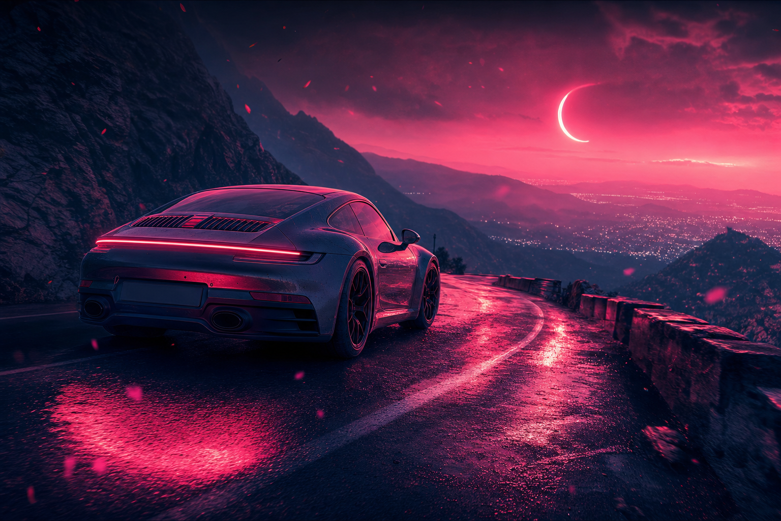 Porsche 911 On Mountain Road Sunset Cars Wallpaper  4 4K