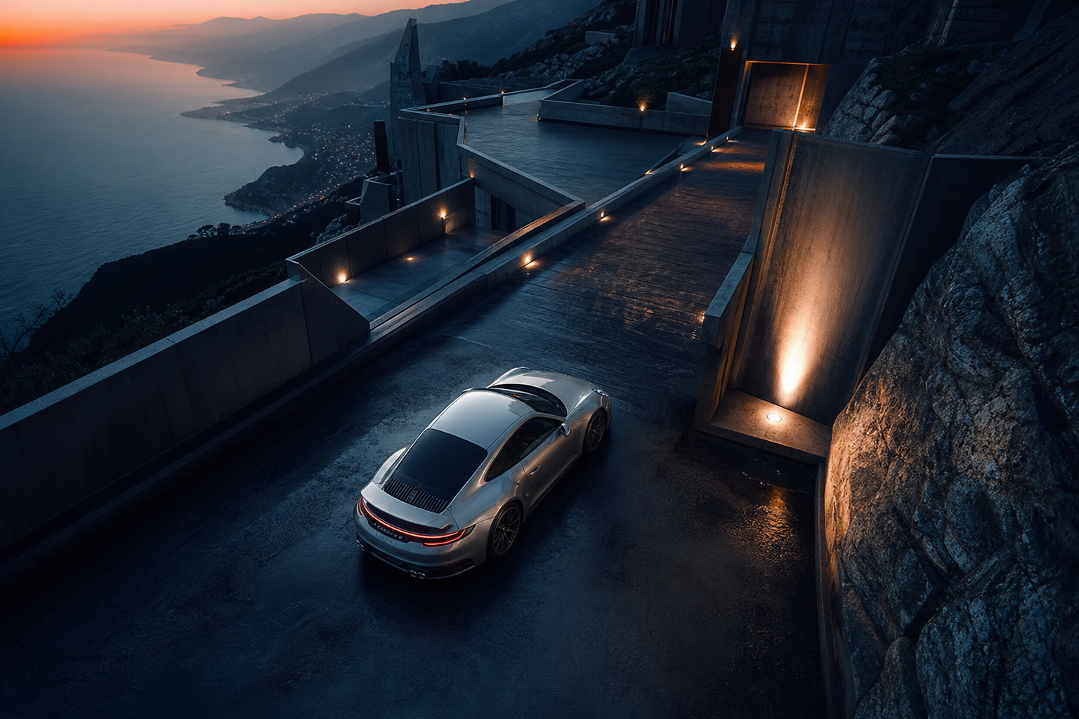 Porsche 911 On Mountain Road Sunset Cars Wallpaper  4 4K