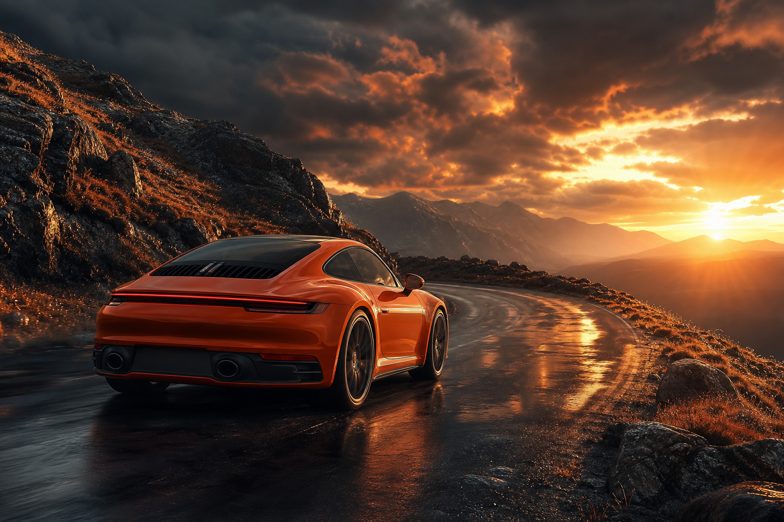 Porsche 911 On Mountain Road Sunset Cars Wallpaper 4 4K 15 4K Cars Wallpaper