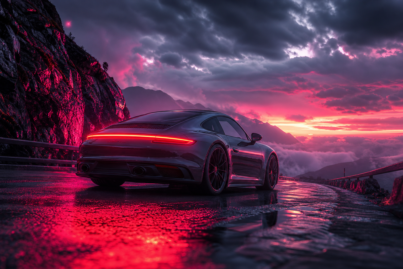 Porsche 911 On Mountain Road Sunset Cars Wallpaper  4 4K