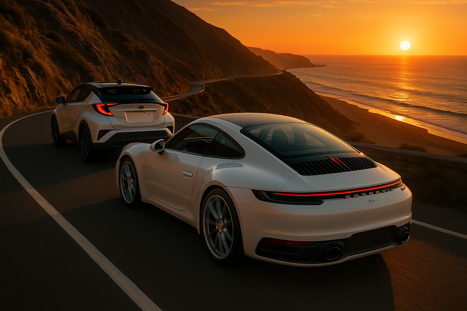 Porsche 911 On Mountain Road Sunset Cars Wallpaper 4 4K 4K Cars Wallpaper