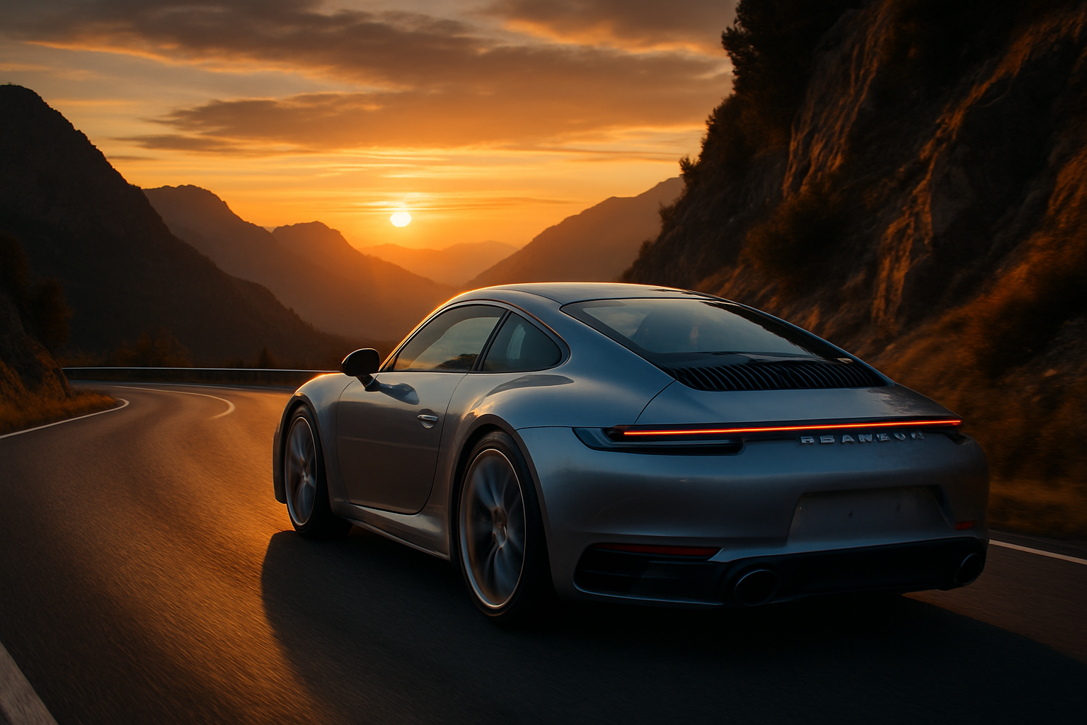 Porsche 911 On Mountain Road Sunset Cars Wallpaper 4 4K 4K Cars Wallpaper