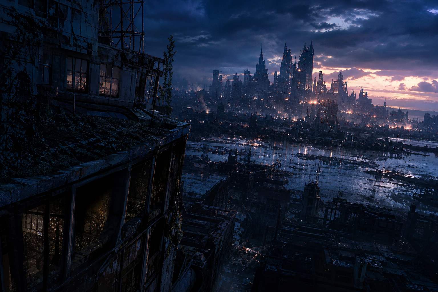 Post Apocalyptic City Skyline Movie Style Movie Wallpaper  6 4K