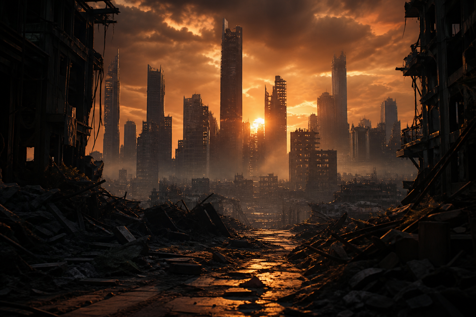 Post Apocalyptic City Skyline Movie Style Movie Wallpaper  6 4K