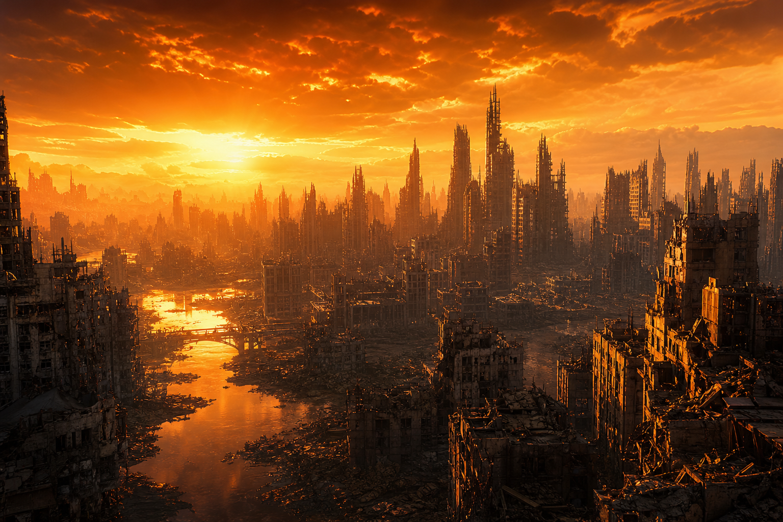 Post Apocalyptic City Skyline Movie Style Movie Wallpaper  6 4K
