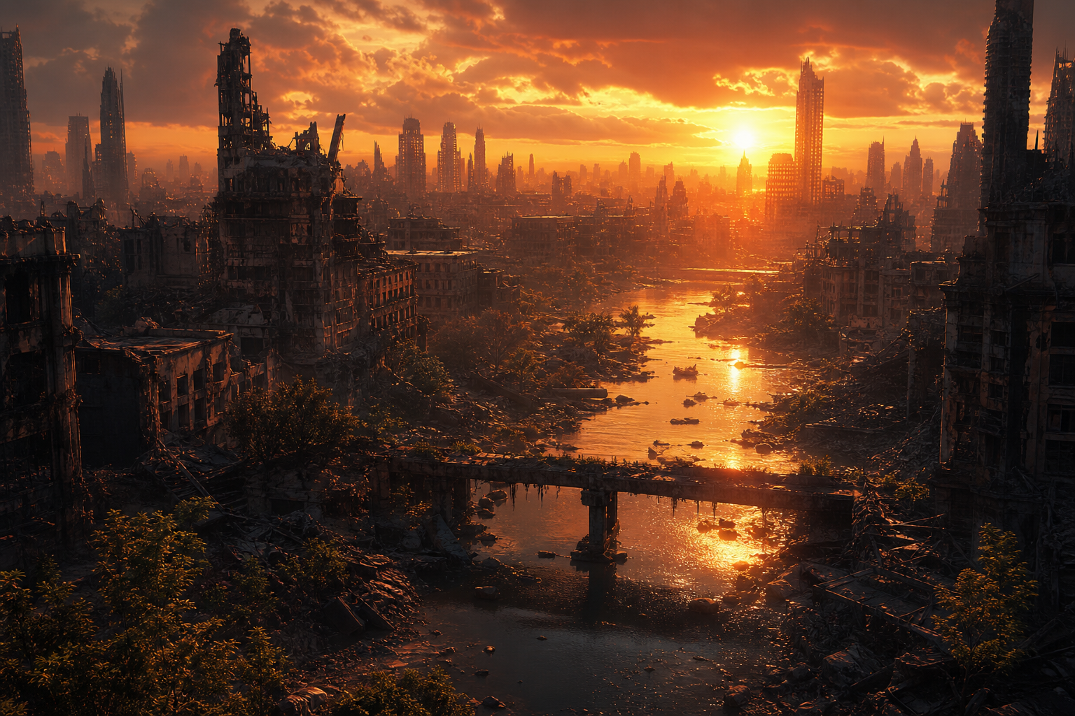 Post Apocalyptic City Skyline Movie Style Movie Wallpaper  6 4K