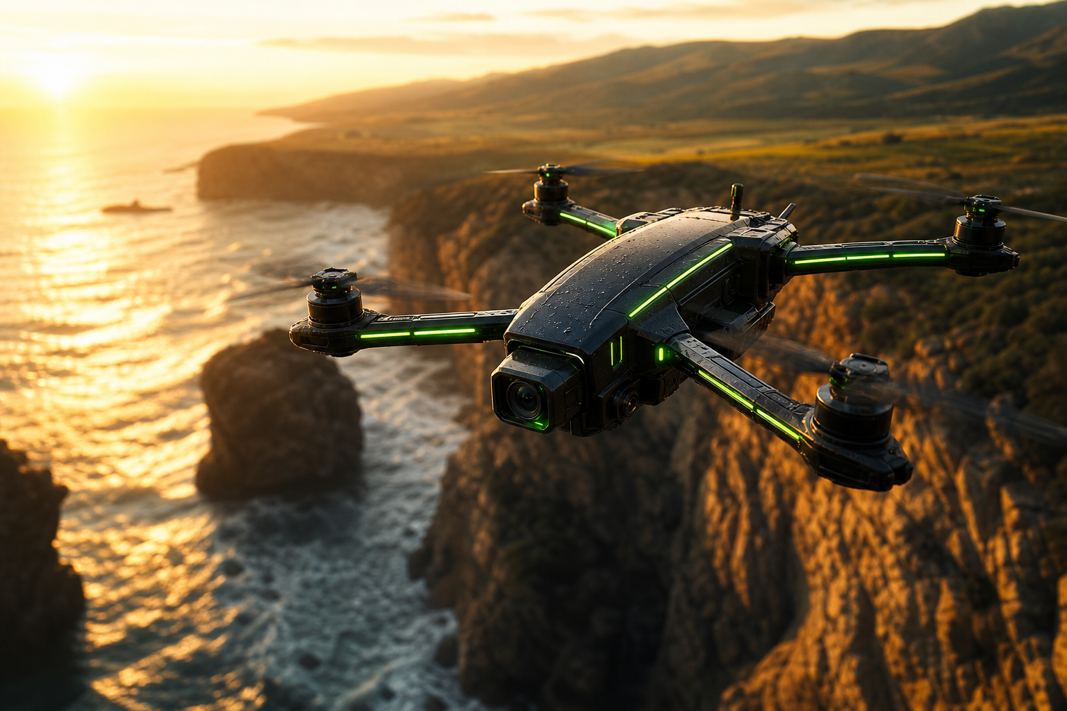 Professional Filming Drone In Golden Hour Drone Wallpaper  8 4K