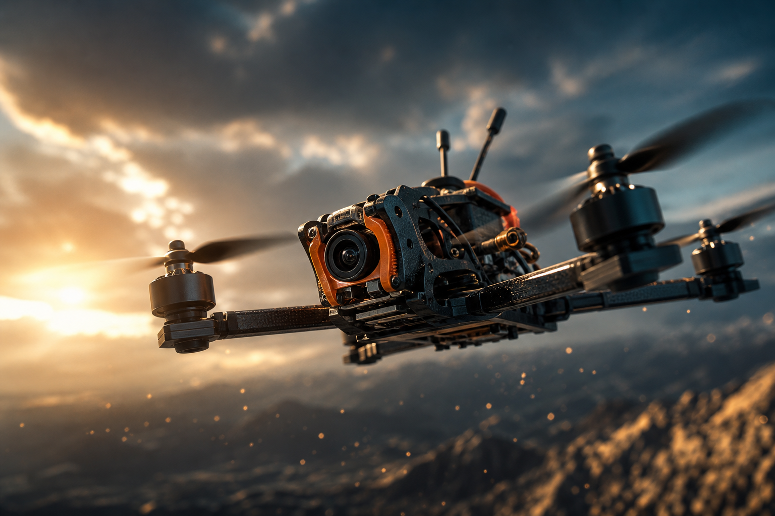 Professional Filming Drone In Golden Hour Drone Wallpaper  8 4K