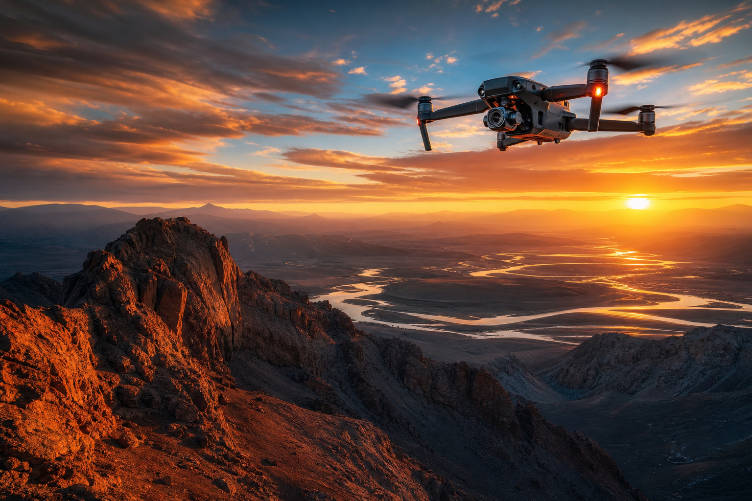 Professional Filming Drone In Golden Hour Drone Wallpaper 8 4K 11 4K Drone Wallpaper