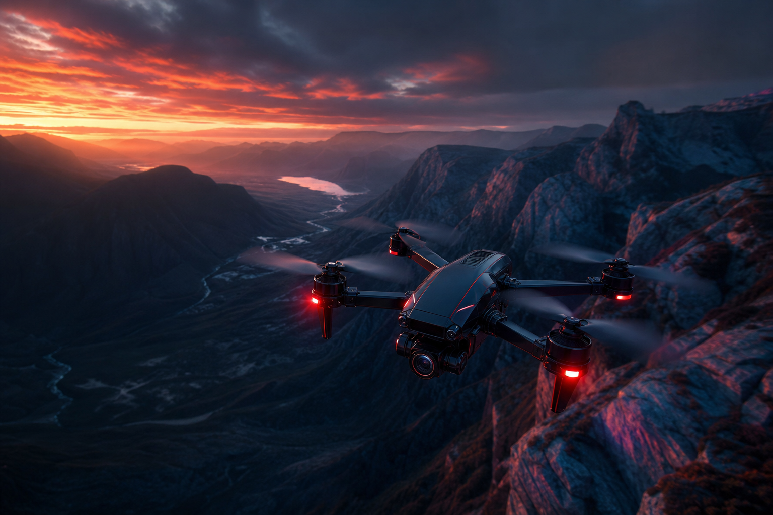 Professional Filming Drone In Golden Hour Drone Wallpaper  8 4K