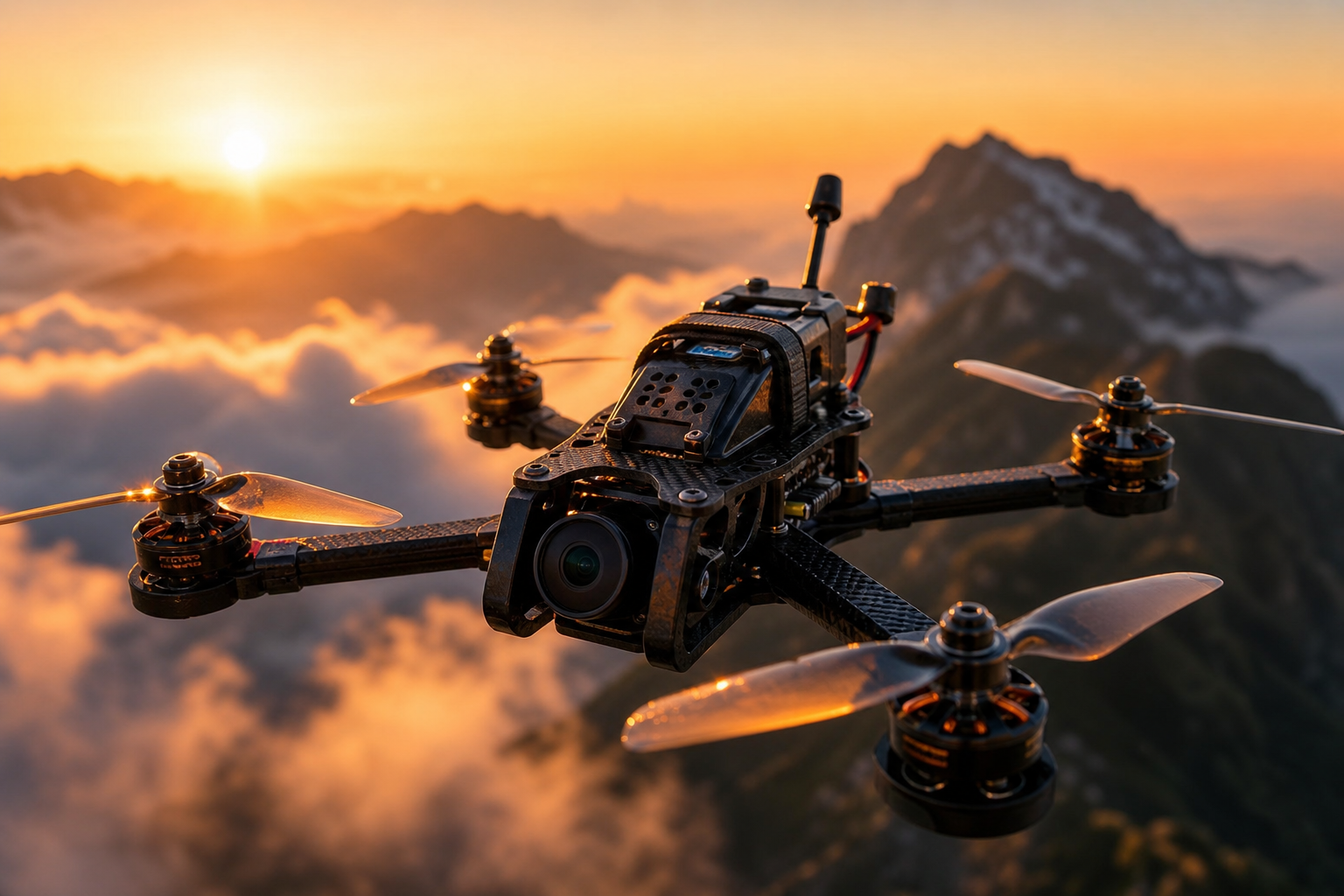 Professional Filming Drone In Golden Hour Drone Wallpaper  8 4K