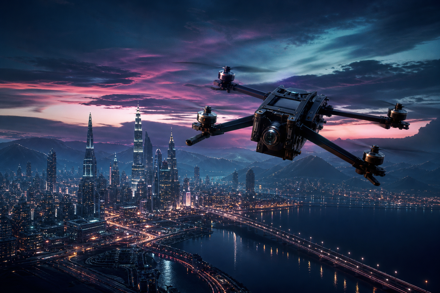 Professional Filming Drone In Golden Hour Drone Wallpaper  8 4K