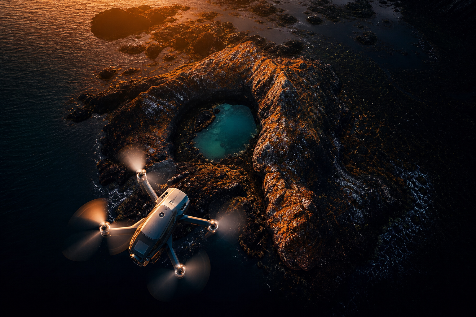 Professional Filming Drone In Golden Hour Drone Wallpaper  8 4K