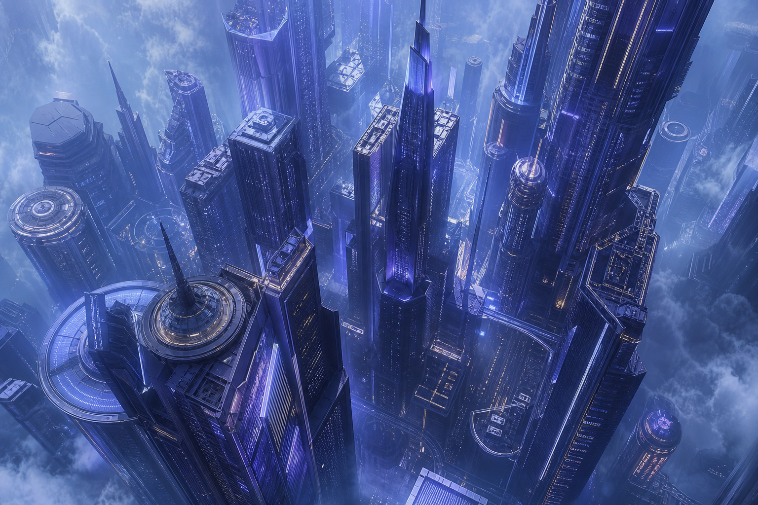 Purple Futuristic Megacity Skyline Architecture Wallpaper  6 4K
