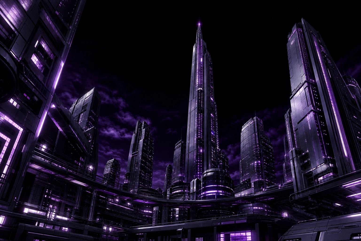 Purple Futuristic Megacity Skyline Architecture Wallpaper 6 4K 13 4K Architecture Wallpaper