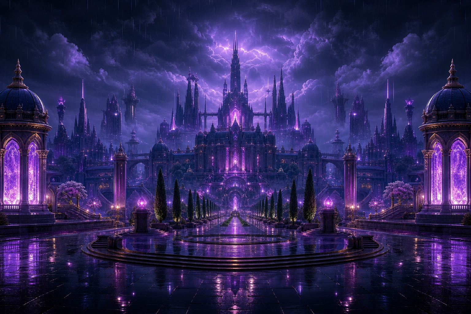 Purple Futuristic Megacity Skyline Fantasy Wallpaper  6 4K