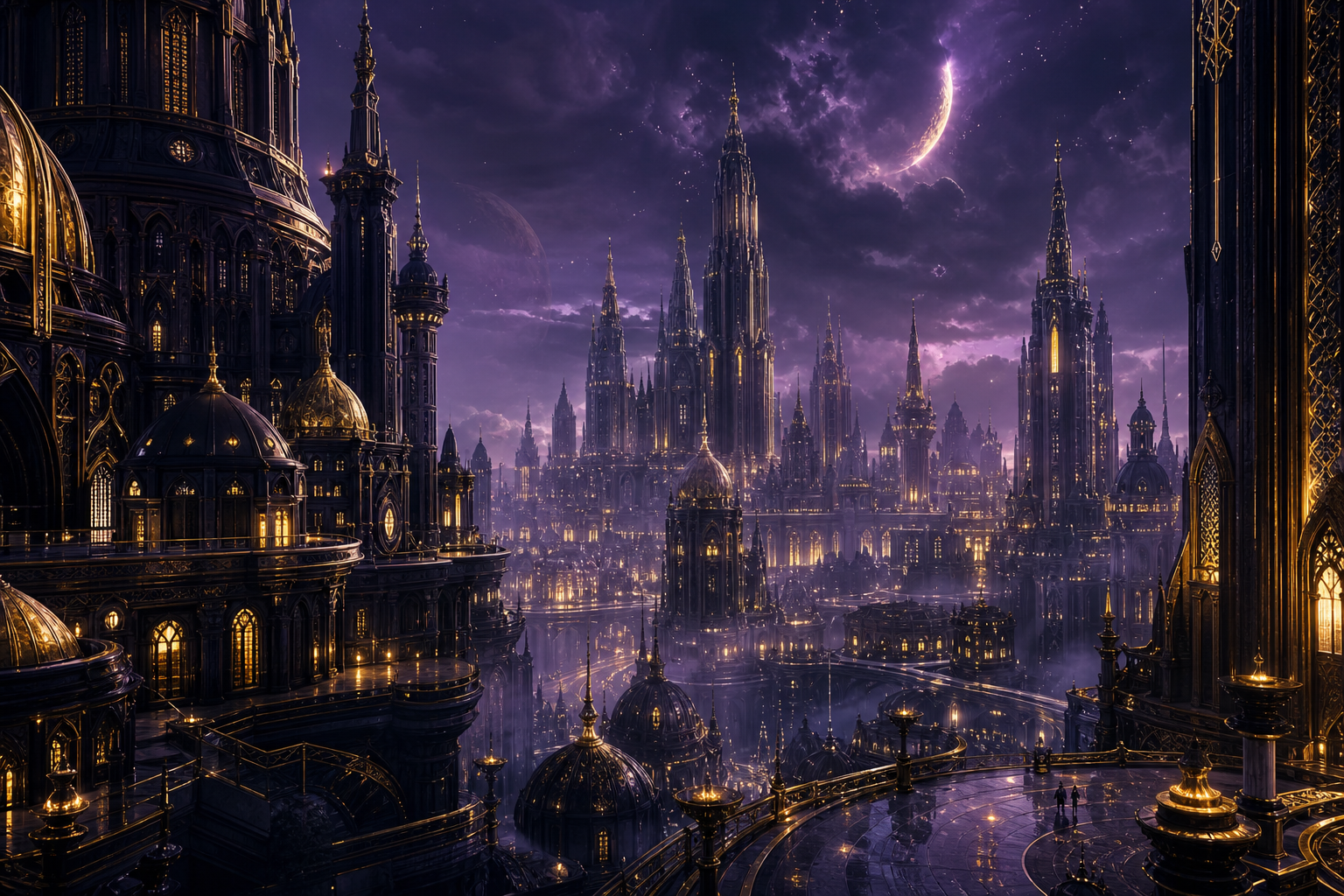 Purple Futuristic Megacity Skyline Fantasy Wallpaper  6 4K