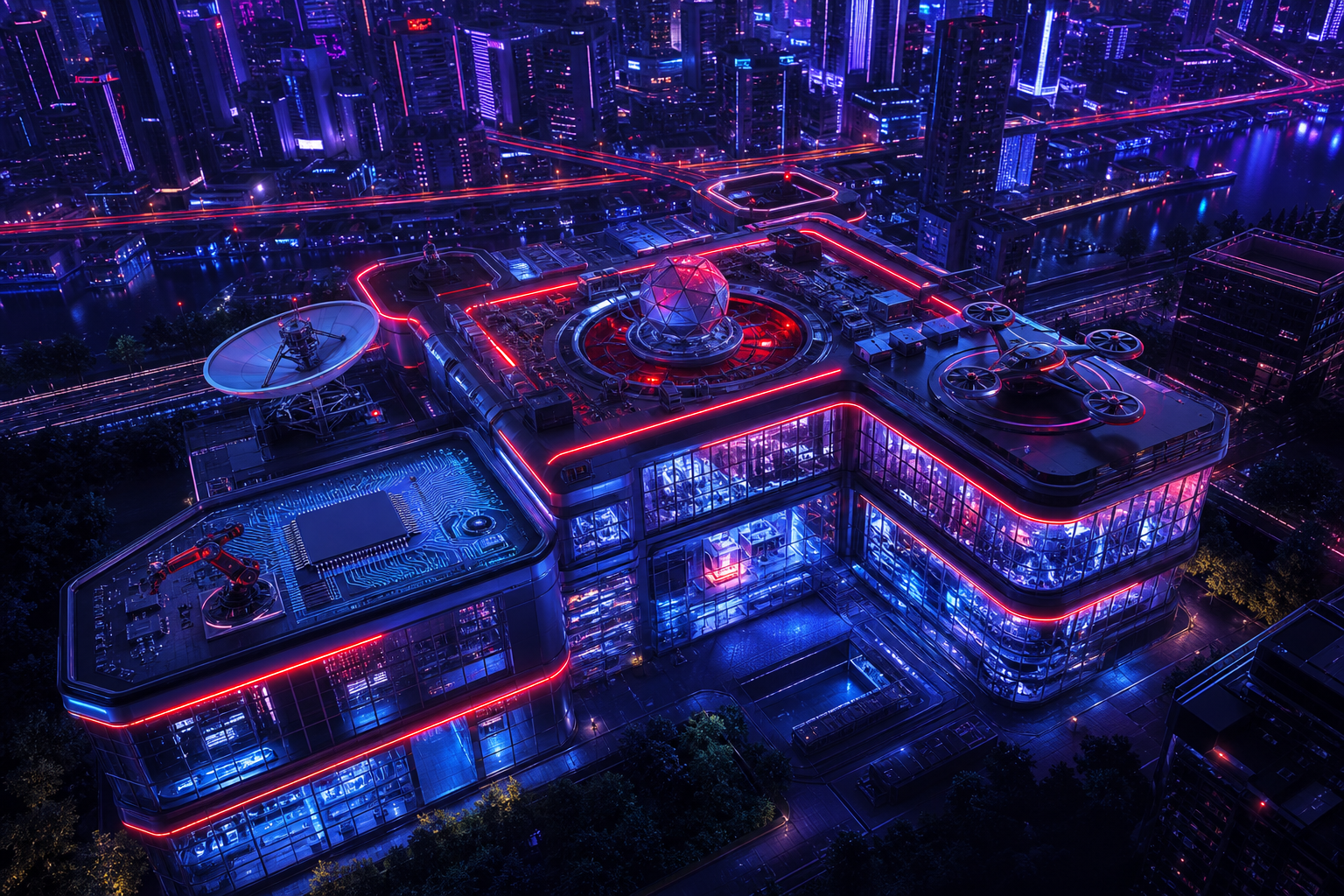 Purple Futuristic Megacity Skyline Hamster-Robotics Wallpaper  6 4K