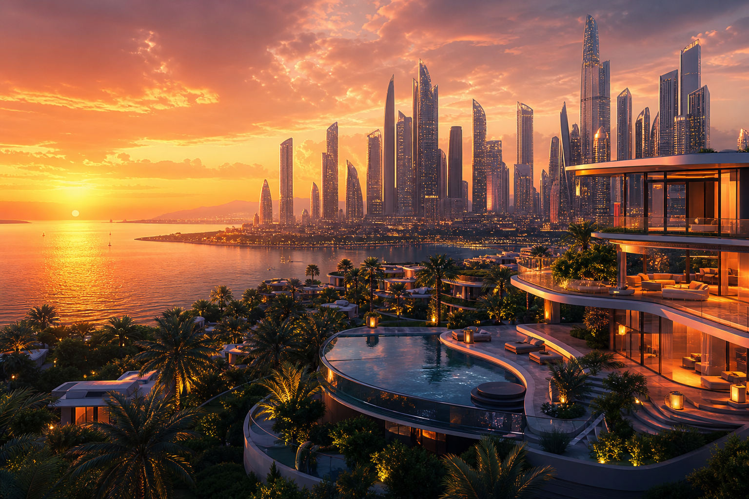 Purple Futuristic Megacity Skyline Luxury-Villas Wallpaper  6 4K