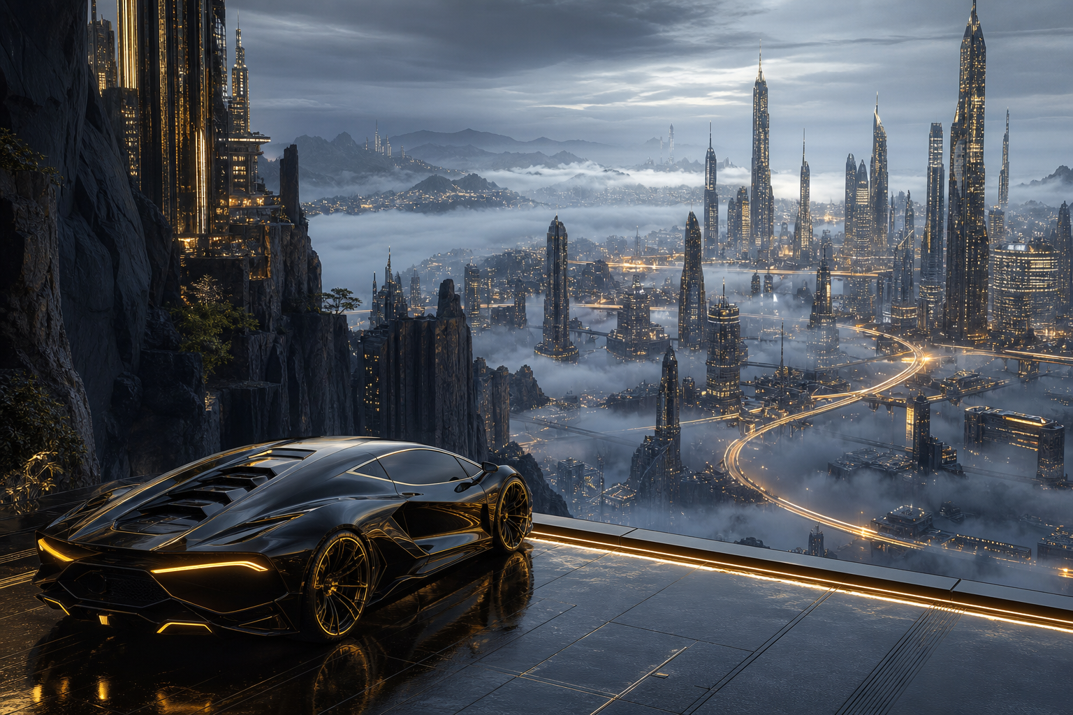 Purple Futuristic Megacity Skyline Supercars Wallpaper 6 4K 11 4K Supercars Wallpaper