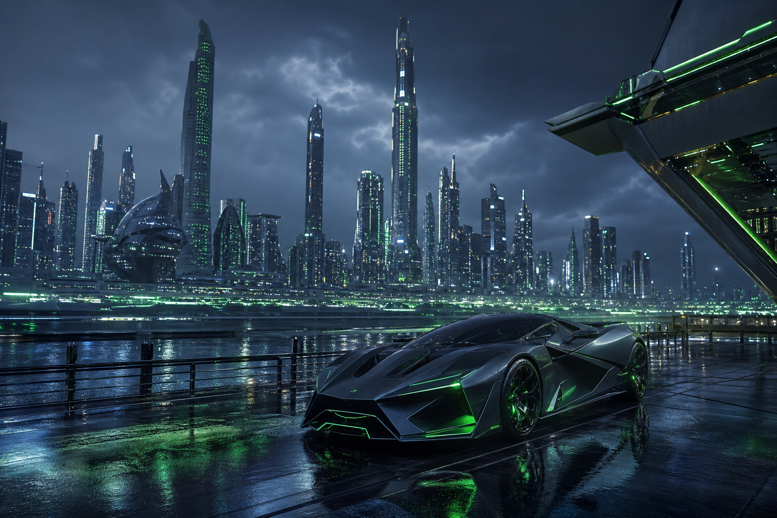 Purple Futuristic Megacity Skyline Supercars Wallpaper  6 4K